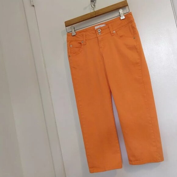 Y2K VTG Jordache Capris Crop Orange Pants Jeans 5/6 Low-Rise Stretch - Picture 2 of 7